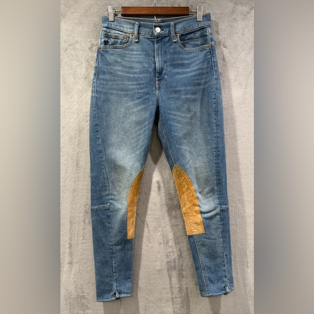 Polo Ralph Lauren Jodhpur Riding Jeans Leather Equestrian Womens Size 27 Hemmed‎
